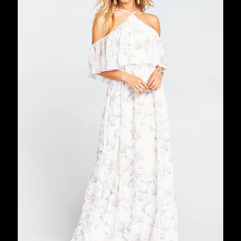 SHOW ME YOUR MUMU Rebecca Ruffle Chiffon Floral Print Maxi Dress